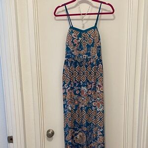 Dress Elegant Blue Paisley Maxi Dress